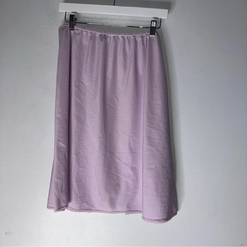 Vintage Deena Lavender‎ Satin Slip Skirt Knee Large USA